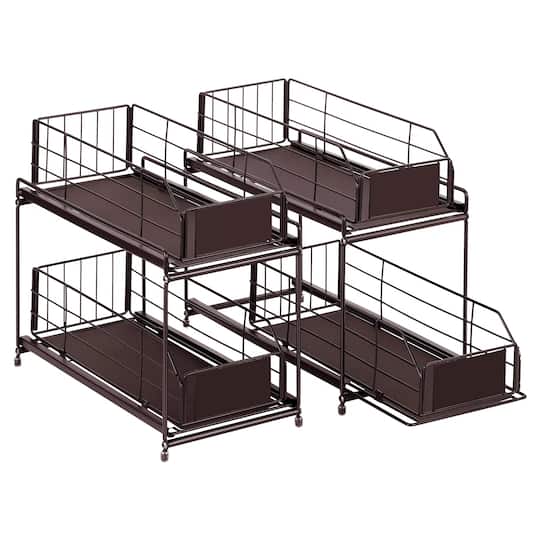 NEX™ 14" 2-Tier Under Sink Rack Organizer with Sliding Drawers